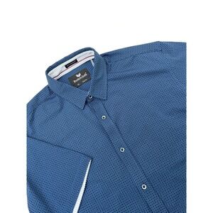 ButterCloth Icy Cotton Short Sleeve Shirt XL Tall Blue Geometric Breathable